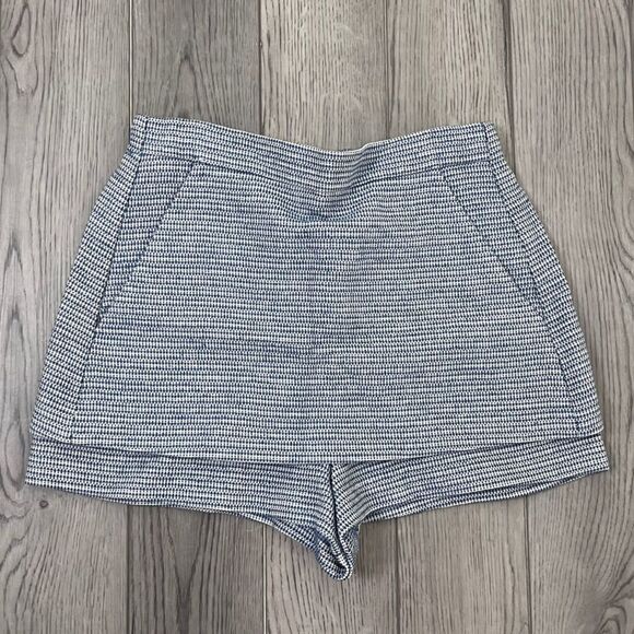 Maje Size L Blue Marl Tweed Skirt Shorts High Rise Cotton Skort Academia Preppy - Picture 1 of 8